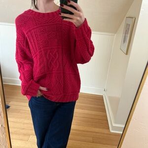 Vintage Express Vibrant Red Crew Neck Sweater